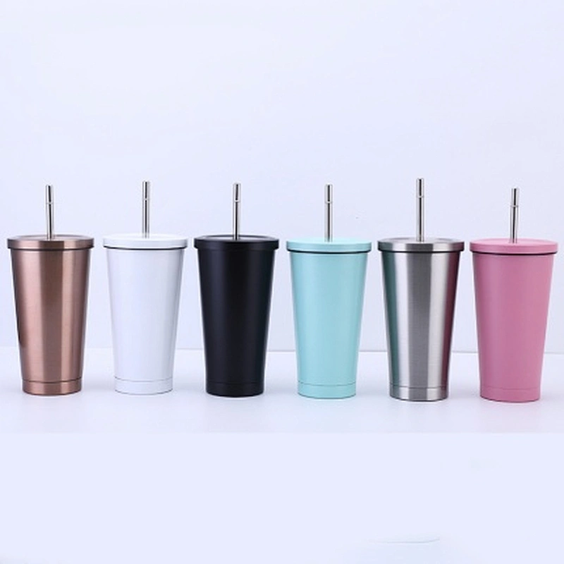 500 ML 700 ML vacuum thermal mug , with 304 s/s inner 201 s/s outer paint coating, stainless steel straw